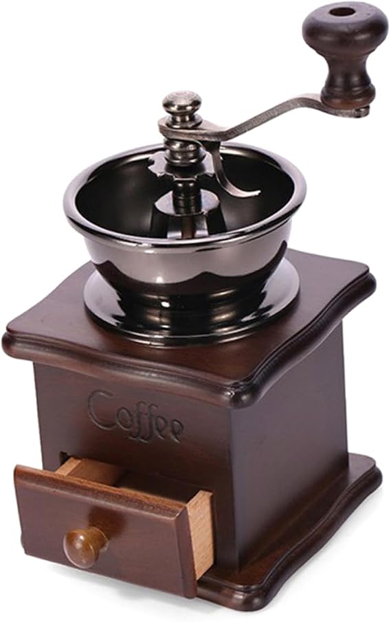 Mikinona Hand Crank Bean Grinder Machine Manual Coffee Maker Wood Bar Coffee Grinder Portable Manual Coffee Bean Grinder