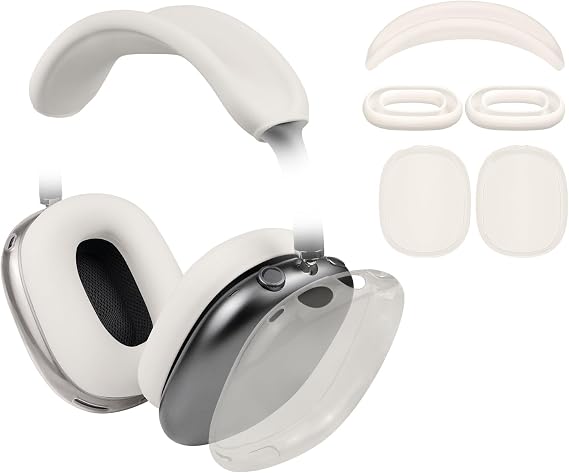 SOULWIT Protective Kit for AirPods Max 2/1 (2026/2024/2020, USB-C/Lightning), Headband Cover + TPU Case Protector + Silicone Ear Pad Covers, Sweatproof, Washable, Anti-Scratch (Starlight)