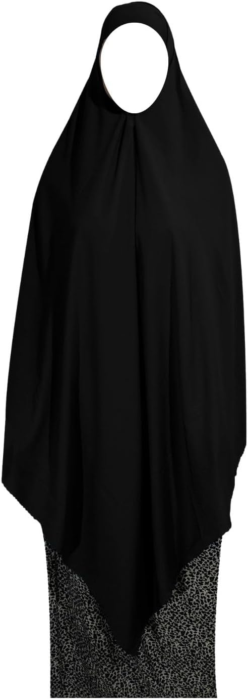 Black 57" Islamic Muslim Triangle Khimar Hijab Hejab Abaya Niqab Burqa Veil Eid Islam Face Cover Dress Clothing For Muslim Womens Abaya Jilbab Extra Long Amira Prayer Overhead