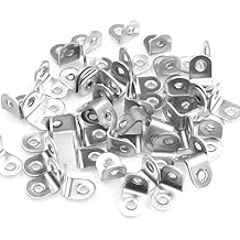 Eliseo 100 Pack Stainless Steel 90 Degree Angle L Shaped Bracket,Corner Brace Joint Bracket Fastener, 20mm x 20mm x 16mm,Silver Tone, Round End, 2 Holes, Metal