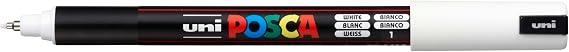 Authentic Posca Marker, 1 White Professional Grade Posca Paint Marker with 1MR Extra Fine Tip