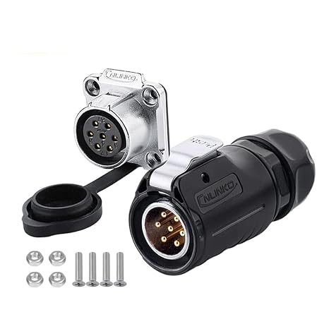 CNLINKO LP20 Series Waterproof Connector, IP68 Laundry Machine Power Connector, Male Female Led 7 Pin M20 Connector for LED Lamp Project Cable Assemble Type (7 pin)