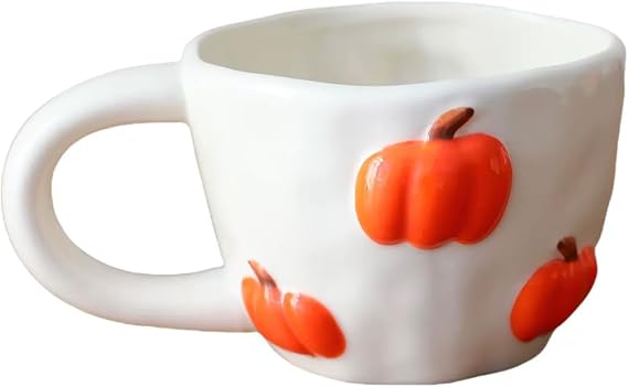 Les Creuset Mug Set Large Mugs for Hot Drinks for Coffee and Tea Lover Hot Chocolate Mug Large Coffee Starbuckss, Pumpkin, 301-400ml
