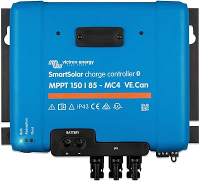 Victron Energy SmartSolar MPPT MC4 Compatible VE. Can Solar Charge Controller Bluetooth - Charge Controllers for Solar Panels - 150V, 85 amp, 12243648-Volt