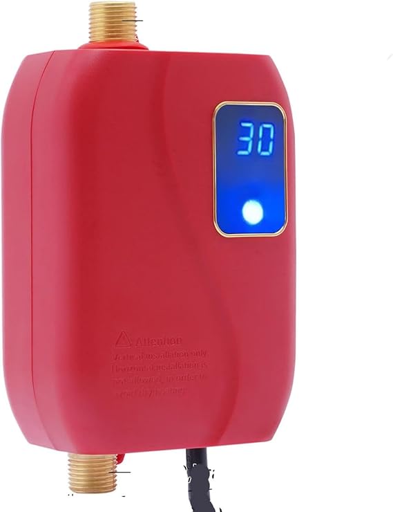 Mini Water Heater,110V Instant Electric Tankless Hot Water Heater,Electric Hot Water Heater for Kitchen Bath Home Use 3000W (Red)