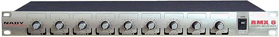 NADY RMX-6 6 channel Rackmount Mono Microphone / Line mixer with phantom power and master tone controls - XLR and 14 inputs and outputs