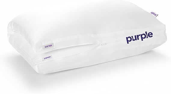 Purple TwinCloud Pillow | Adjustable Support for Soft or Firm Support, Perfect Side Sleeper Pillow, White