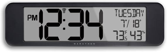 MARATHON 14-Inch Ultra-Wide Atomic Wall Clock with 3.5-Inch Digits