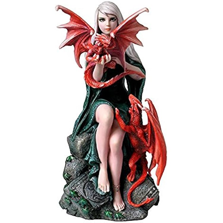 UNICORN STUDIO 7.87 Inch Poly Stone Dragonkin Figurine Statue Home Decor Multicolor