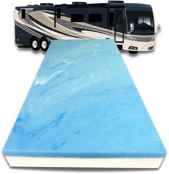 FoamRush 5" x 42" x 75" Bunk, Camping Cot Gel Memory Foam RV Mattress Replacement, Medium Firm, Comfort, Pressure Relief, Made in USA, Travel Camper Trailer Truck, Cover Not Included