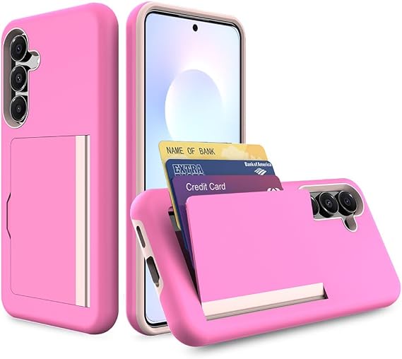 Galaxy S25 FE ケース、カードホルダー、クレジットカードスロット保護ウォレットケース Samsung Galaxy S25 FE用 - ピンク