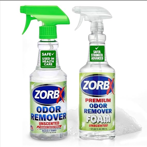 ZORBX Unscented Odor Eliminator Bundle, 16 Oz Spray + 32 Oz Foam Set
