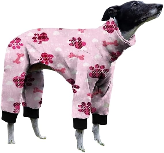 Cnkwei Dog Pajamas Medium Large Dog Paw Printed Greyhound Pajamas Jumpsuit Bodysuit