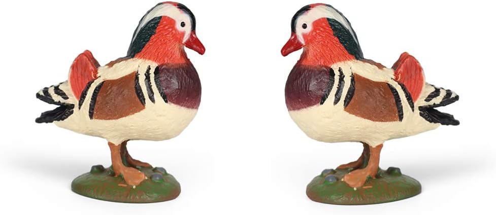 Rich Boxer Realistic Mandarin Duck Figurine Plastic Mandarin Duck Model Animal Figurine for Collection Science Educational Prop Desktop Decoration, Pack of 2