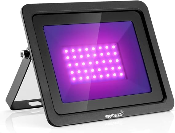 Everbeam 365nm 50W UV LED Black Light - High Performance LED Bulbs, IP66 Waterproof - Ultraviolet Flood Lighting for Aquarium, Indoor or Outdoor Parties, Stage - Party Supplies, Halloween Decorations