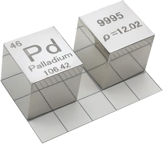 Palladium (Pd) Density Cube, Laboratory-Grade Accurate Over 99.9% High-Purity, Used for Laboratory Experiment Materials, Personal Hobbies and Collections(Size:10 mm,Color:Polished)