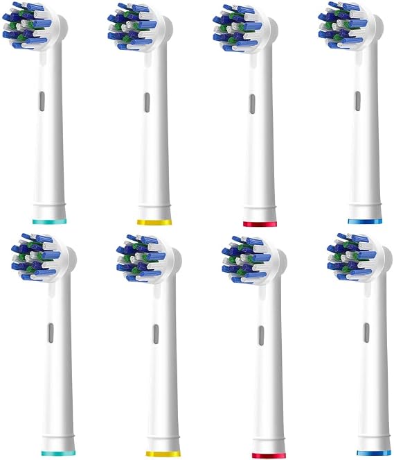 8pcs Cross Clean Replacement Heads Compatible with Braun Oral B Electric Toothbrush, White