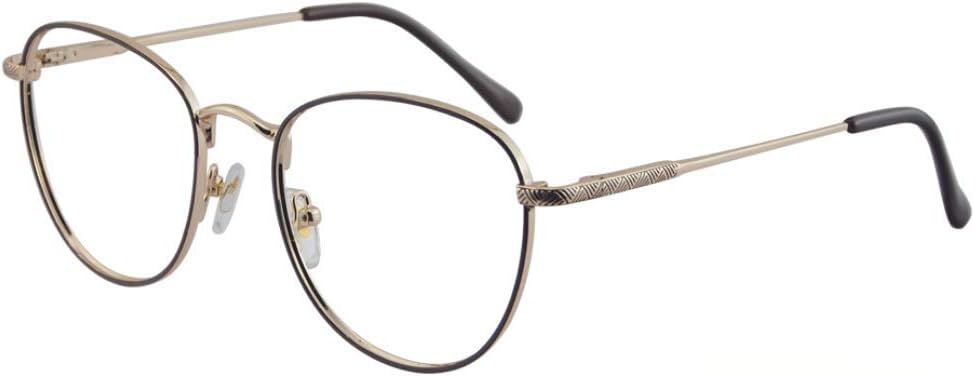 ProEyes Lyra, Progressive Multifocal Blue Light Blocking Readers wSpring Hinge, Anti-Reflective Resin Lens, 0 Power on Top Lens Brown, 1.25 x