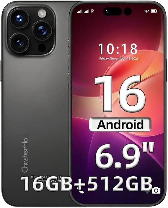 I16 Pro Max 5G Unlocked phone,Android 16 Cell Phone,Face Unlock/Dual SIM
