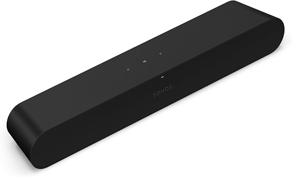 Sonos Ray - Compact Soundbar for TV and Music - Black | Speech Enhancement for Clear Dialogue | Works with Sonos Sub Mini & Surrounds | AirPlay 2 & Ethernet | WiFi