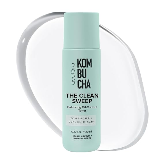 Avatara - Kombucha The Clean Sweep Face Toner, Glycolic Acid Toner for Face, Face Exfoliator with Witch Hazel and Bakuchiol, Calming Pore Minimizer for Face, Hydrating Skincare for Teens, 4.05 fl. Oz