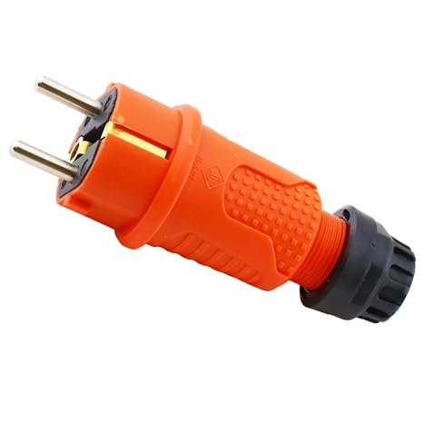 Badem10 Sağlam Monofaze Kauçuklu Kablo Bahçe Dış Mekan Korunaklı IP54 Su Geçirmez Turuncu Erkek Fiş Tek 16A
