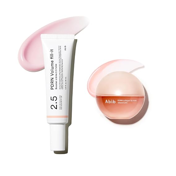Abib PDRN Volume Plumping Duo: PDRN Volume Fill-It Cream & Vegan Collagen Lip Mask Glazed Jelly - Peptide Retinal Firming for Forehead, Smile Lines & Neck Wrinkles, Korean Sleeping Mask for Dry Lips