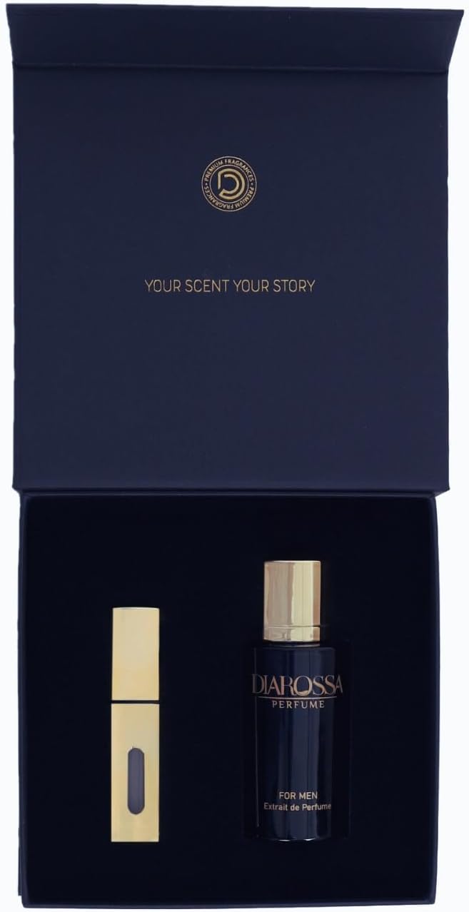 DIAROSSA® Mens Perfume Gift Set – 50ml Extrait de Parfum  8ml Refillable Bottle – Luxury Gift Box – Different Fragrance Options M002, inspired by One Million