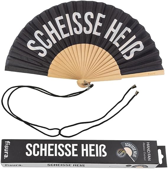 Fisura Original fan with message. Modern and colourful wooden fan. Hand fan. Hanger included. Dimensions: 42.5 x 23 cm
