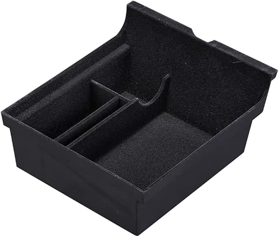 JSCARLIFE Center Console Organizer Tray Compatible with 2021 Tesla Model 3 Model Y, Interior Accessories Upgrade Flocked Armrest Hidden Drawer Storage Box (Black-2)