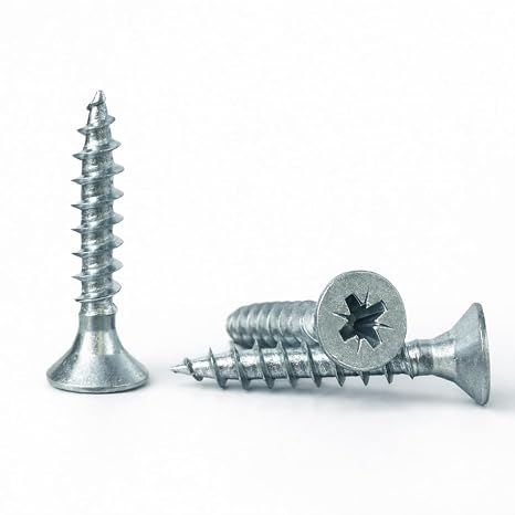 4mm x 16mm (Pack of 100) Small Steel Pozidrive Countersunk Wood Screws AN201 Chipboard Screw Zinc Plated Steel - A05B