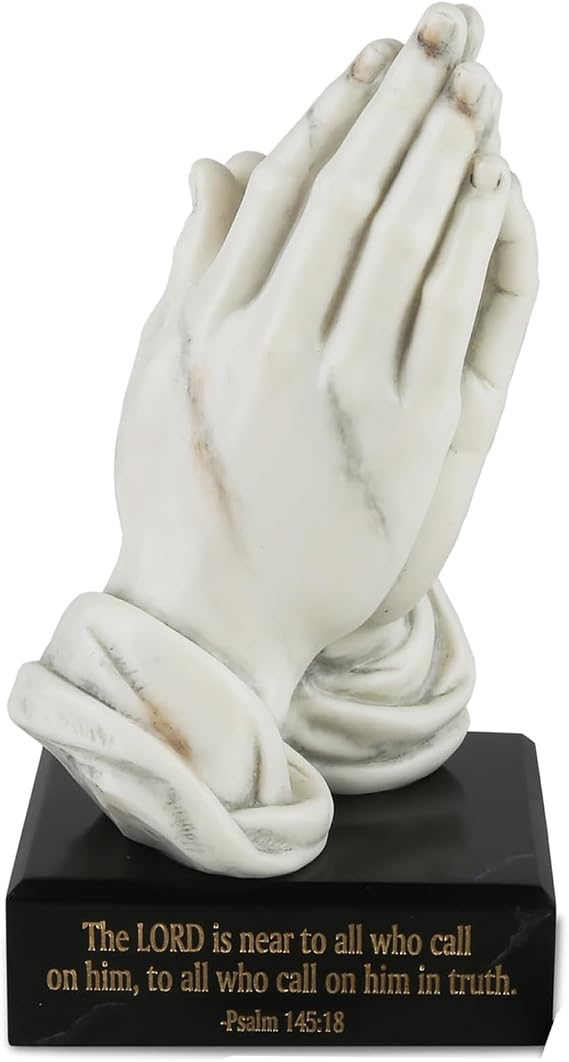 Praying Hands Statue, Blessing Hands Sculpture for Prayer Table 8inch Marble-Colored Resin Sculpture for Praying Altar for Home Table Decor
