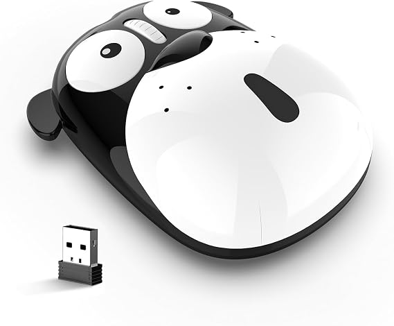Thanice 2.4GHz Wireless Mouse Cute Animal Dog Shape Ergonomic Rechargeable Optical Computer Mice, Silent Cartoon Cordless Mouse with USB Receiver for PC Laptop PC Notebook MacBook Desktop(Black)