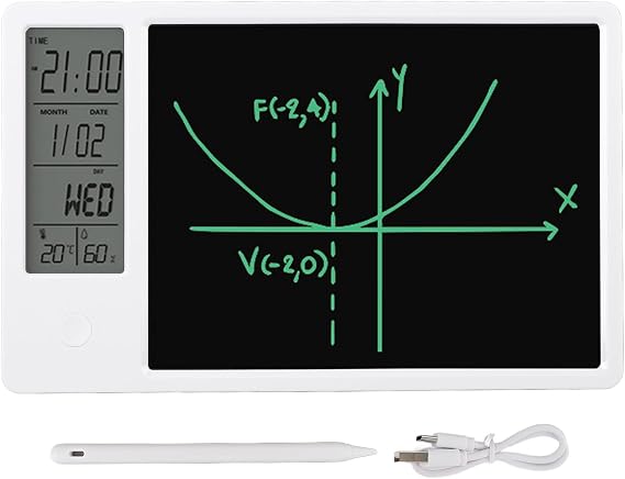 Zunate Electronic Digital Planner Tablet Calendar, Desktop Calendar Rechargeable Writing Board, Multi Functional Electronic Calendar with Pen and Time Day Temperature Humidity Display