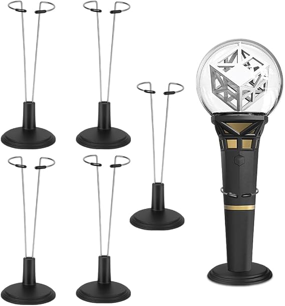 5 Pack Kpop Lightstick Stand, Holder for Official Lightsticks, Complicable with Stray Kids/Enhypen/Ateez/Twice Lightsticks, Display Stand Compatible with Kpop(Black)