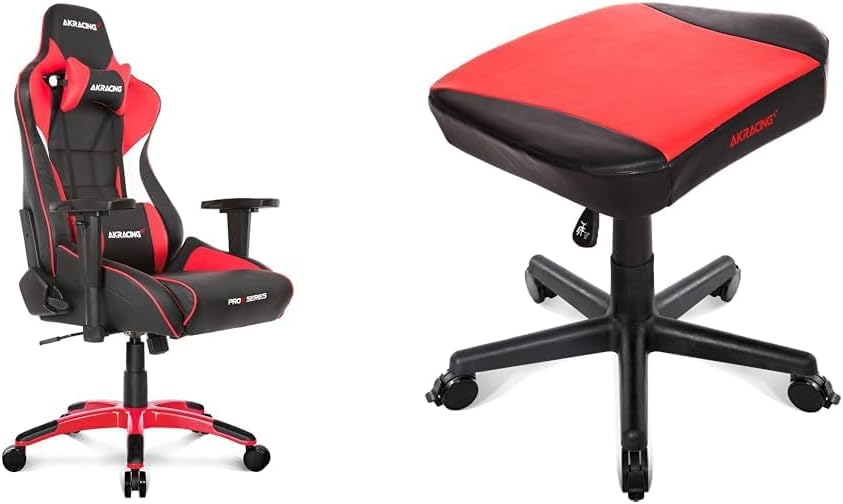 AKRacing Pro-X V2 Red Gaming Chair Red & Ottoman Footrest, Red