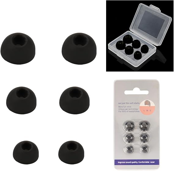 Replacement Ear Tips for Anker soundcore Sleep A30 (S/M/L, 3 Pairs) | Premium Silicone Noise Isolating Earbuds Covers,toergy Anti-Slip Comfort Design with Portable Storage Case,Black & Transparent