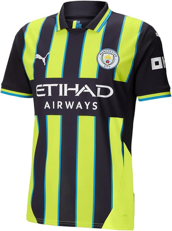 PUMA Mens Manchester City F.C. Away Collared Short Sleeve Replica Jersey Casual - Blue