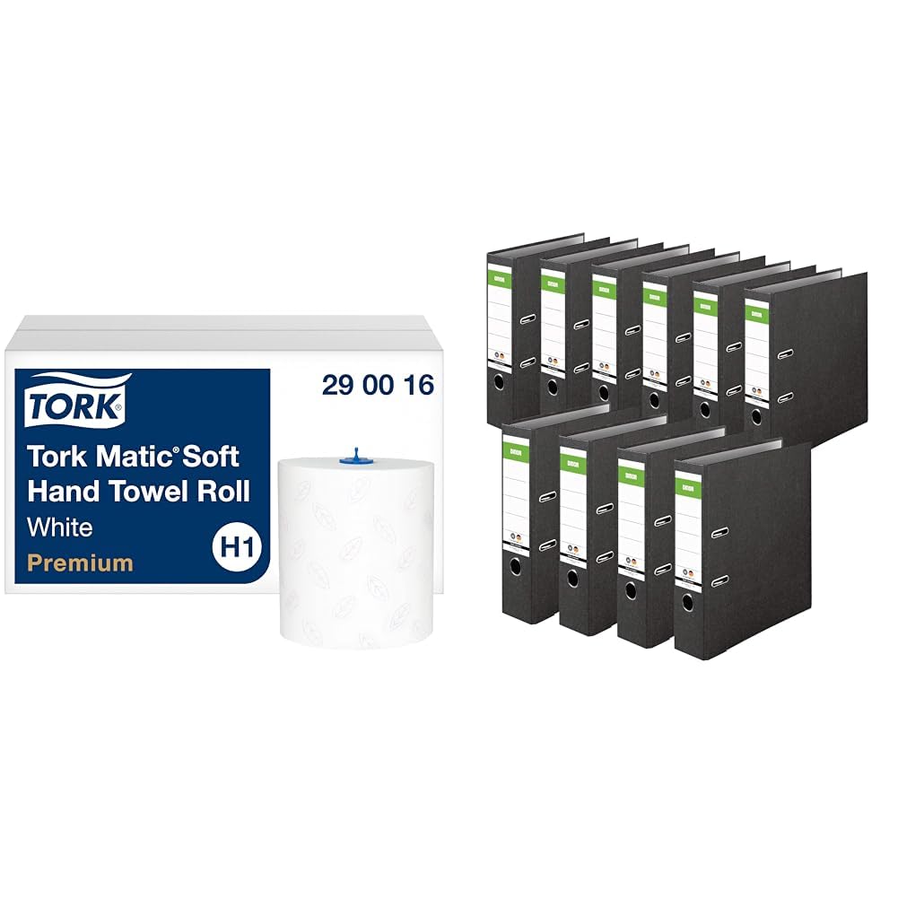 Tork Matic Premium 290016 Soft Roll Hand Towel - H1 Premium Towel Rolls for Roll Towel Dispenser & Original DINOR Folder Cloud Marble Recycled - Made in Germany Pack of 10 8 cm