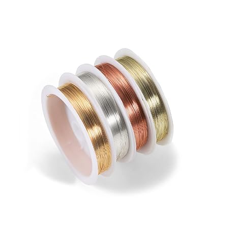 4 Rolls Jewelry Beading Wires, 0.8mm/ 20 Gauge Tarnish Resistant Copper Wires for Jewelry Making Supplies and Craft