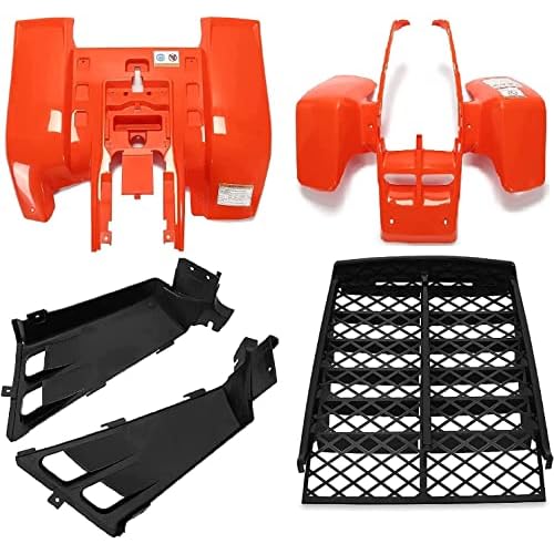 HECASA Orange Gas Tank Side Cover  Radiator Cover  Black Grille  Front & Rear Fender Compatible with 1987-2006 Yamaha Banshee 350 YFZ350 Complete Kit You Might Receive Multple Packages Separately