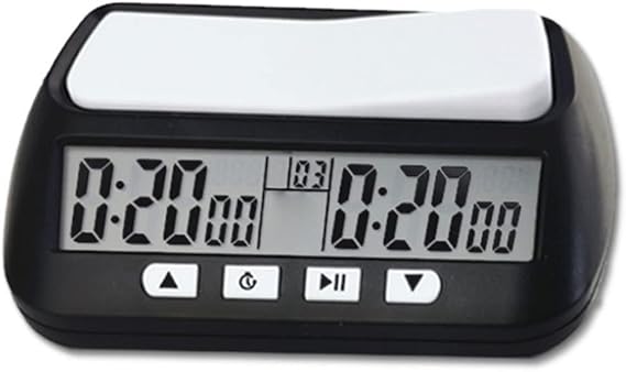 Digital Chess Timer, Count Up/Down, Bonus Delay, Portable, Black, English Version for Chess Games