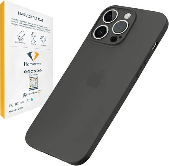 HARVORTEZ iPhone 13 Pro Kılıf 6.1" ile Uyumlu, Ultra İnce Cep Telefon Kılıfı, Kamera Bölge Koruyucu, Ekstra Tuş Takımı, TPU Malzeme BPA İçermez, Kolay Temizlenebilir Phone Case - Saydam Siyah