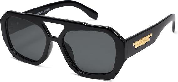 SOJOS Trendy Aviator Sunglasses for Womens Mens Polarized,Hexagonal Square Double Bridge Designer Inspired Sun Glasses SJ2288