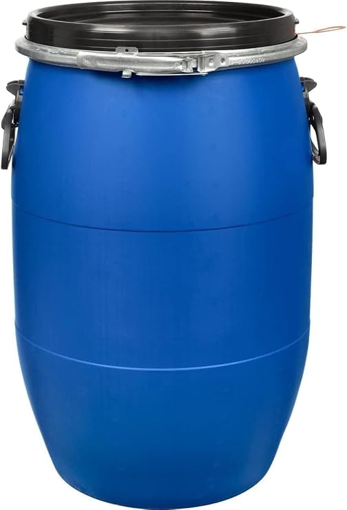 Water Barrels Large Plastic Blue Open Top Storage Barrel Drum Keg with Lid and Latch Ring Food Grade Air Tight Industrial Container