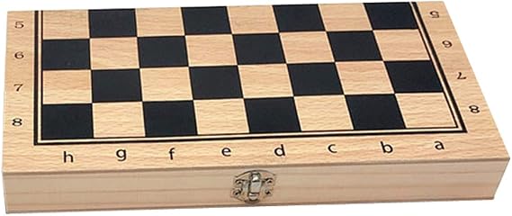 Handmade Wooden Folding Chess Board Game Set with 3 Types of Gifts, 11.4 x 11.4 inches 29 x 29 cm