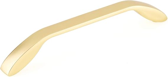 Richelieu Hardware BP9455160165 Comox Collection 6 5/16-inch (160 mm) Center-to-Center Brushed Gold Modern Curved Cabinet and Drawer Pull Handle for Kitchen, Bathroom, and Furniture