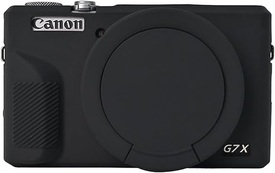 G7X Mark III Camera Case,Soft Silicone Protective Case Ultra-Thin Lightweight Cover for Canon PowerShot G7X Mark III Camera with Lens Cover (Black)