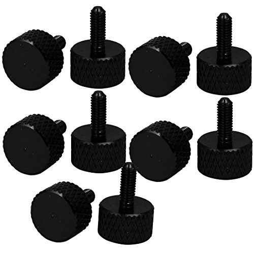 uxcell M3x8mm Knurled Thumb Screws Aluminum Alloy Fully Threaded Computer PC Case Thumbscrew Black 10pcs