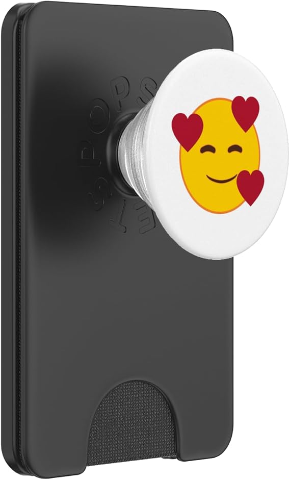 Official Emoji Floating Hearts Yellow Smile Face PopSockets PopWallet for MagSafe